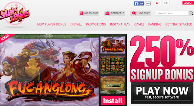 250% up to $2500 at Slots of Vegas