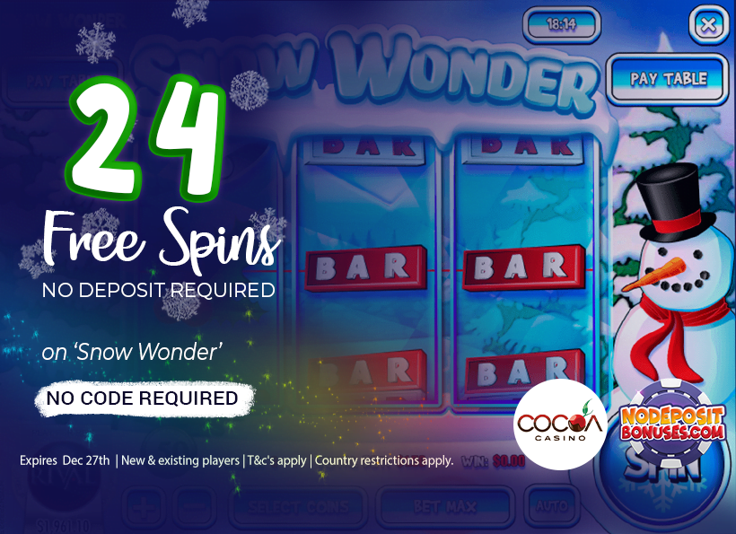 24 free spins SNOW WONDER COCOA CASINO