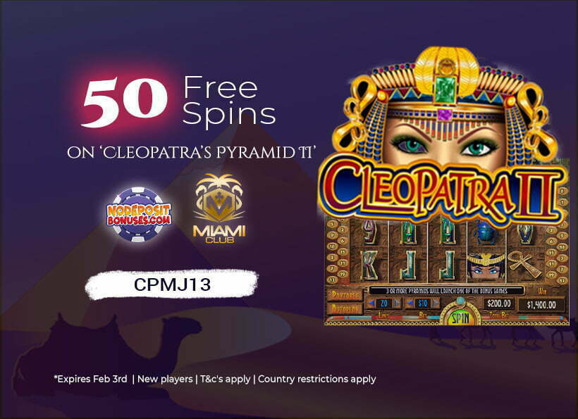 50 Free Spins on ‘Cleopatra’s Pyramid II’