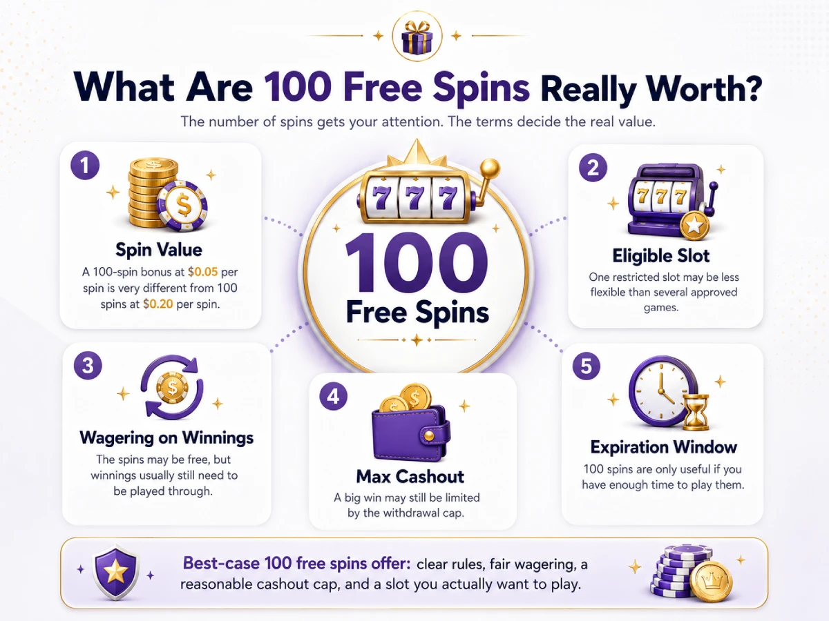 What Makes 100 Free Spins Valuable? What makes 100 free spins valuable infographic